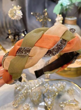 高级感水钻麻花辫发箍女宽边头箍气质百搭发饰