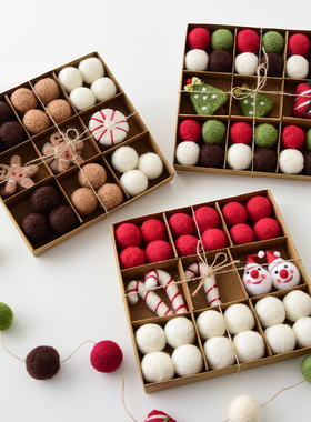 诺琪圣诞装饰品羊毛毡圣诞球球串吊球老人雪人迷你圣诞树装饰挂件