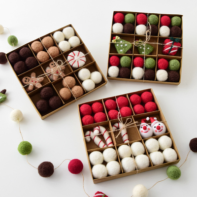 诺琪圣诞装饰品羊毛毡圣诞球球串吊球老人雪人迷你圣诞树装饰挂件