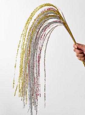 诺琪90CM闪粉亮片流苏麦穗圣诞插枝插花圣诞树花环藤条装饰布置