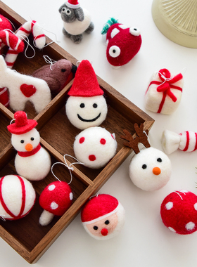 诺琪新款圣诞节装饰羊毛毡球挂件圣诞树装饰老人麋鹿糖果圣诞挂件