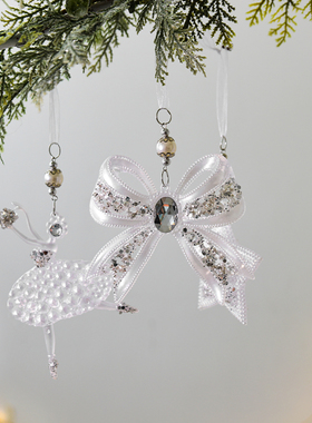 诺琪 圣诞节装饰品亚克力雪花五角星星蝴蝶结圣诞树装饰小挂件