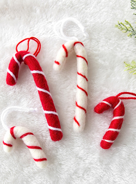 诺琪 圣诞节装饰品羊毛毡红色圣诞小拐杖迷你圣诞树diy装饰挂件