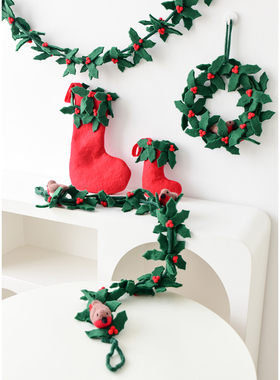 诺琪 圣诞节装饰品圣诞花环红果串圣诞袜圣诞树挂件场景布置装扮