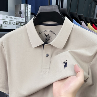 t恤翻领纯棉高级感polo衫 100%丝光棉保罗品牌男装 短袖 夏季 男 男士