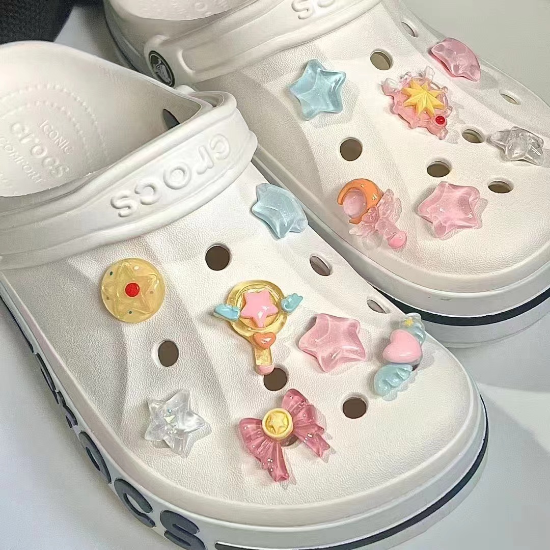 可爱冰透美少女战士鞋花洞洞鞋鞋扣diy crocs配件配饰爱心星星