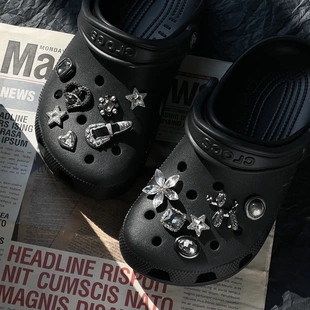 高级感洞洞鞋配饰鞋上装饰扣黑色鞋花适配智必星装饰扣diy卡扣女