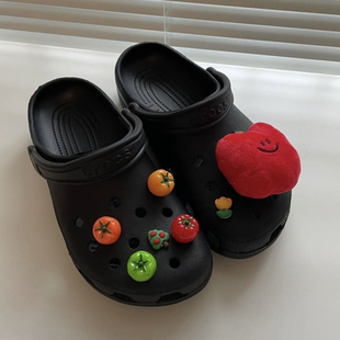 毛绒秋冬番茄洞洞鞋鞋花鞋扣diy配饰配件可爱西红柿crocs装饰扣
