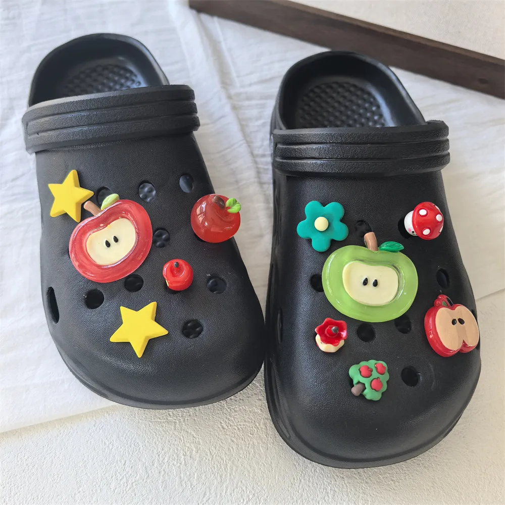 夏季小清新苹果洞洞鞋鞋花柠檬橙子可拆卸DIY鞋子配饰套装鞋装饰
