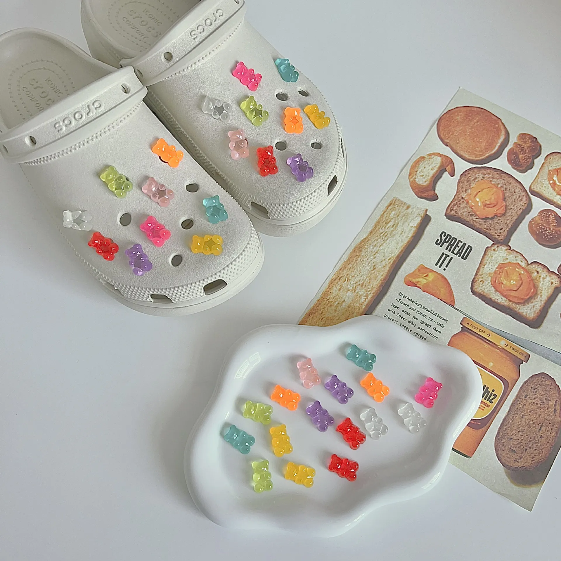 洞洞鞋鞋花鞋扣鞋服配饰diy超仙拖鞋装饰透明夜光软糖小熊