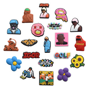 配饰复古美式 扣男洞洞鞋 欧美kanye嘻哈说唱Tyler配件 花鞋 crocs鞋