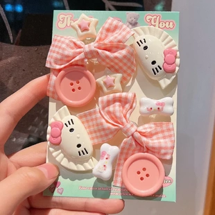 甜美风饺子蝴蝶结鞋花凯蒂猫滑板安哥拉红鞋花洞洞鞋百搭鞋花配饰