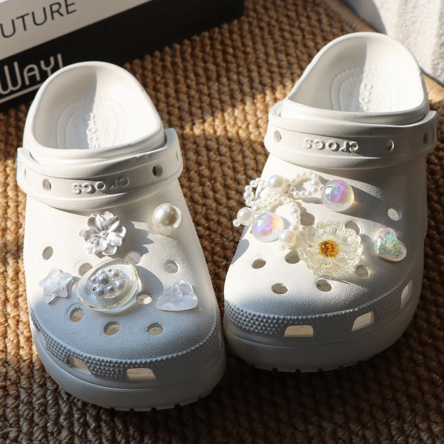 珠链雏菊花朵洞洞鞋配饰鞋花适配crocc装饰扣高级感智必星
