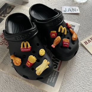 薯条鸡腿洞洞鞋配饰diy趣味食玩拖鞋鞋花适配卡洛驰洞洞鞋扣装饰