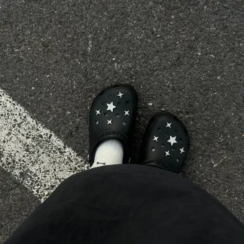 洞洞鞋鞋扣鞋花银色星星可拆卸diy配饰鞋扣卡扣立体鞋扣配饰