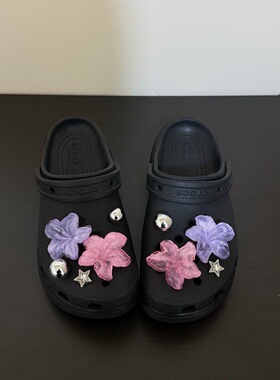 珊瑚海|原创梦幻美crocs洞洞鞋鞋花粉紫色diy花朵鞋扣ins韩系