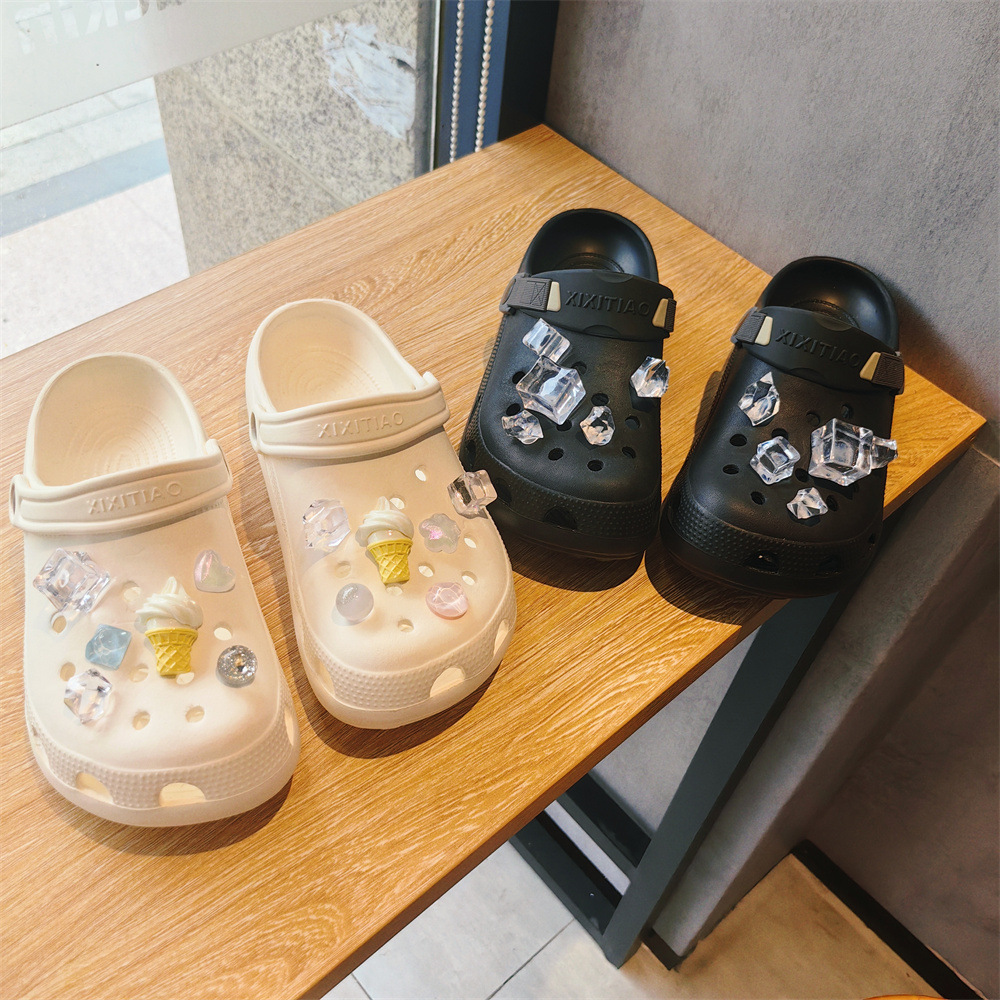 夏季可爱ins冰块宝石冰激凌棒冰高级感洞洞鞋鞋花鞋扣crocs配饰
