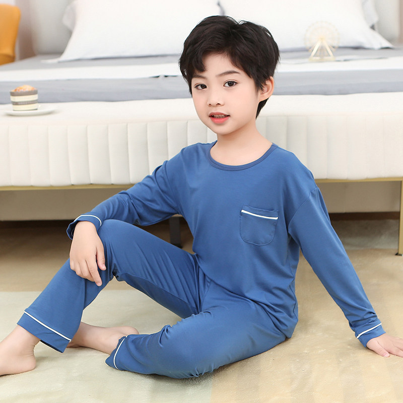 莫代尔男童睡衣春秋套装工厂直销
