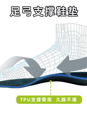 台湾ATTA足弓支撑鞋垫男扁平足矫正运动减震舒缓压力足外翻矫正器