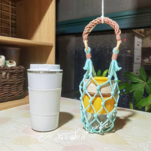 原创手工编织杯套便携隔热保温杯套奶茶外带杯提袋随行手提网兜