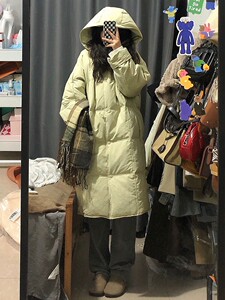 连帽棉衣棉服外套女冬季韩版复古宽松百搭加厚中长款过膝学生棉袄