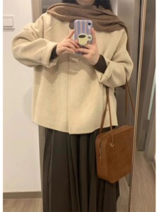 短款呢子大衣女毛呢外套秋冬季韩系小个子高级感赫本风百褶裙套装