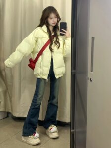 超好看设计感拉链别针棉服外套女冬季奶fufu情侣装加厚保暖面包服