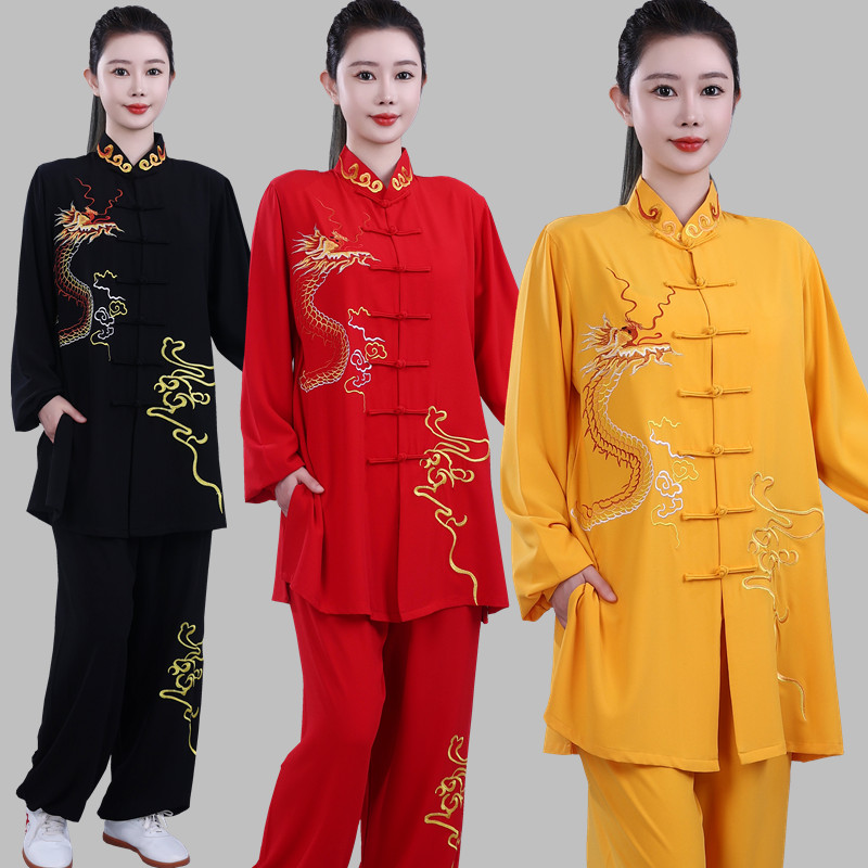 新款刺绣龙太极服中长款男女表演