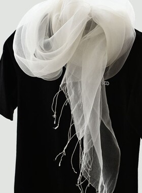 maito围巾平替博主推荐桑蚕丝欧根纱飘逸蓬松披肩旅行拍照造型丝