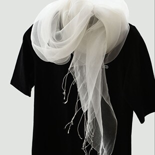 桑蚕丝欧根纱飘逸蓬松披肩旅行拍照造型丝 maito围巾平替博主推荐