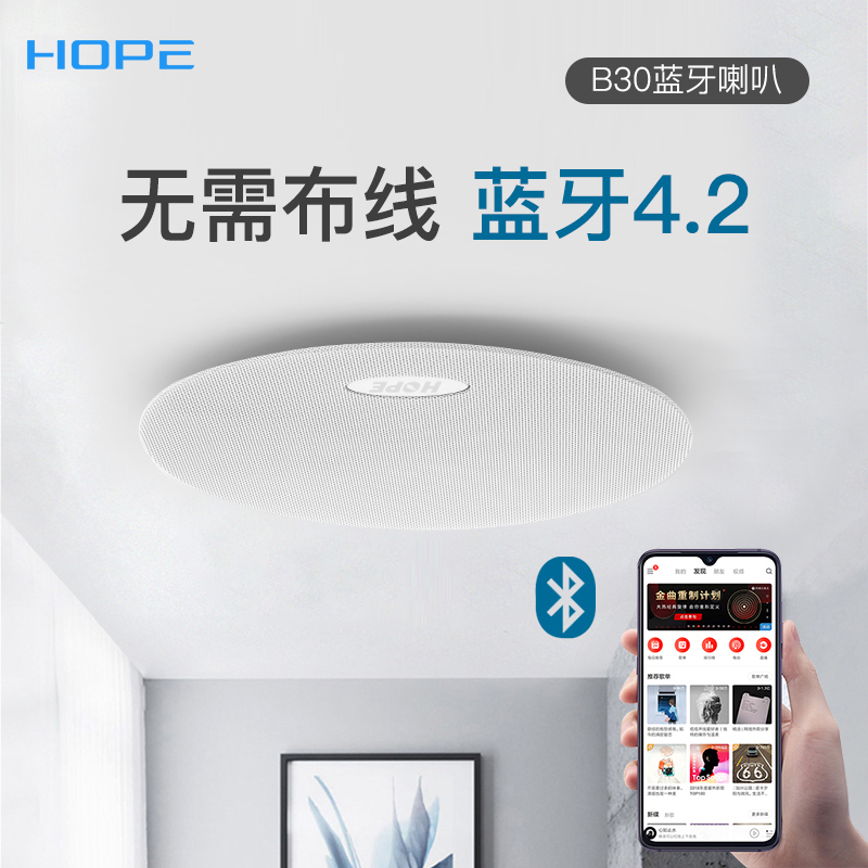 HOPE/向往 B44蓝牙音响喇叭家用天花吊顶吸顶蓝牙喇叭套装 电子/电工 背景音乐控制器 原图主图