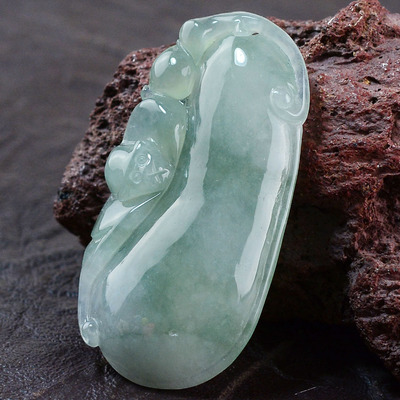 翡翠老坑a货福寿玉石吊坠