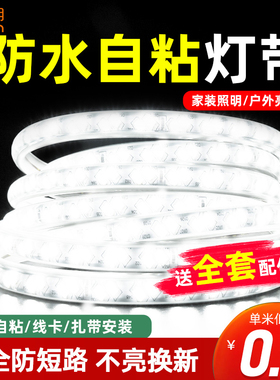 led灯带220v客厅家用吊顶自粘灯条户外超亮摆摊灯带条防水氛围灯