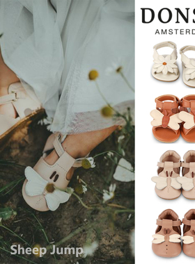 国内现货正品荷兰DONSJE学步鞋凉鞋花昆虫镂空透气手工真皮软底鞋