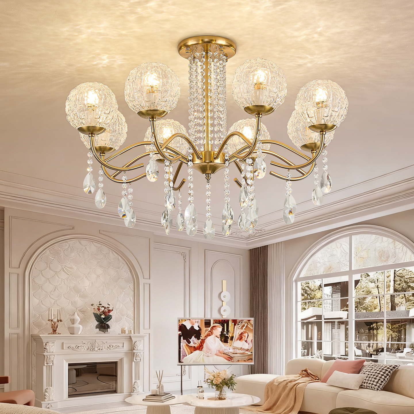 纯铜色灯架高级上档次轻奢水晶灯