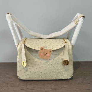 26cm鸵鸟皮林迪包医生包女包单肩斜挎包时尚潮流（蜡线）