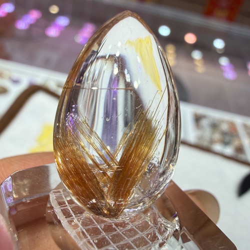 天然水晶包裹铜发晶发晶异象裸石饰品毛衣项链挂件吊坠