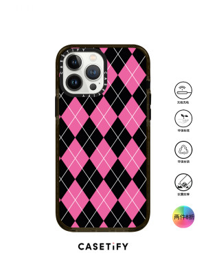 香港代购Casetify ARGYLE PINK菱形粉红适用iPhone13/12PM手机壳