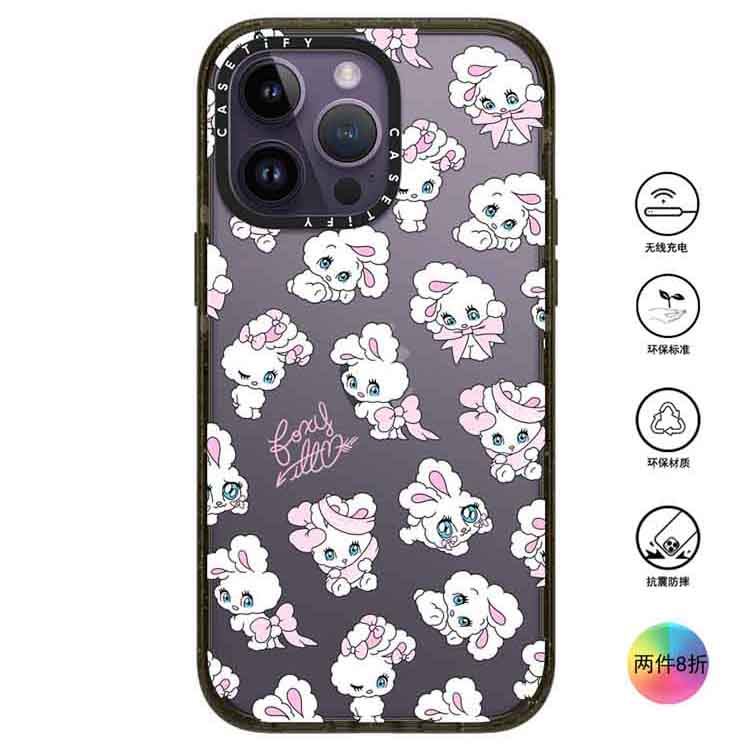 香港代购Casetify Ribbon Bunnies蝴蝶结兔子 适用iPhone16/15/14/13/12/Pro/Max手机壳