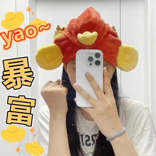 可爱财神干发帽女家用超强吸水速干包头发毛巾帽子加厚珊瑚绒浴帽