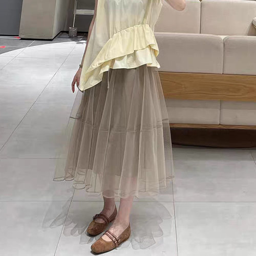 2026夏季新品女装宽松通勤简约风显瘦半身裙A型网纱裙子5Q5D14380