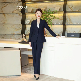 西装套装女时尚气质公务员面试正装黑色藏青色职业商务工作服