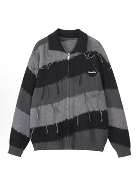 INXX Standby 复古翻领撞色波浪条纹拉链开衫针织衫XMD4061728