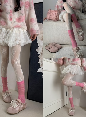 琉璃梦境2026春季可露丽水晶细闪小腿袜叠搭玫瑰镂空网袜连裤袜