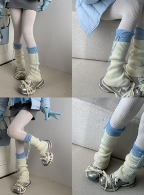 冬日乐章~复古学院风堆堆袜套叠搭简约竖纹白色连裤袜