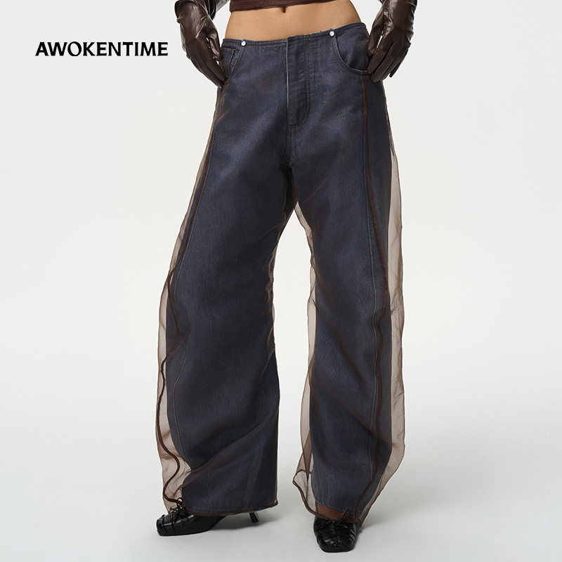 AWOKEN TIME 双层棕牛仔裤