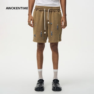 AWOKENTIME镶钻宽松百搭运动休闲五分短裤 2026年新款
