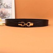 皮带女真皮装 饰头层牛皮配裙子挂钩腰封纯牛皮松紧腰带女黑韩版 潮