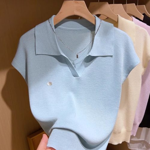 宽松遮肚显瘦V领针织上衣薄款