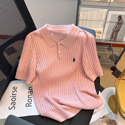 今年流行的刺绣冰丝针织短袖T恤